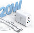 iPhone Fast Wall Charger 20W, ?MFi Certified? Elktry Dual-Port PD 3.0 USB C & QC 3.0 USB A Charger Block with 6FT Lightning Cable Compatible with ...