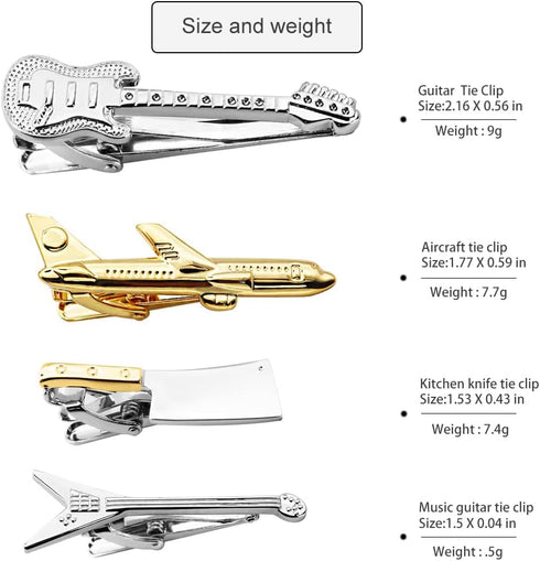4Pcs Tie Clips For Men Unique set,Tie Bar Silver And Gold,Tie Clip 1.5inch-2.2inch,Fater's Day Gift...