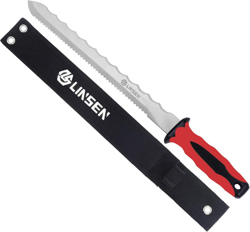 Stainless Steel Garden Knife with 11" Blade with New Handle, Double Side Utility Sod Cutter Lawn Repair Garden Knife with Nylon Sheath (RED)...