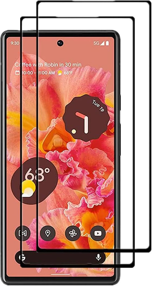 VIESUP [2PACK Full Coverage Anti-scratch Easy Installation Black Silk Screen Tempered Glass Protective Film for Google Pixel 6 GB7N6 (6.4”) 2021...