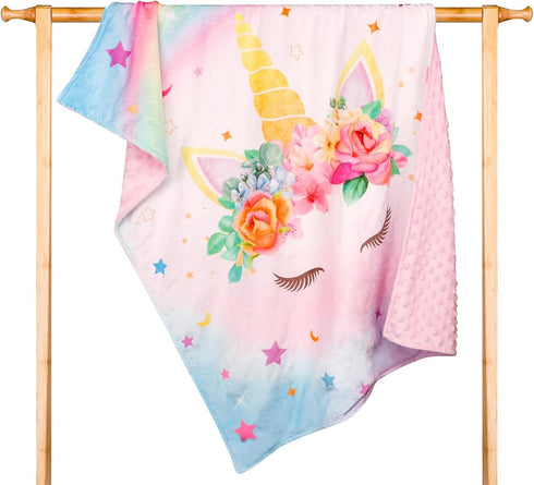 Baby Blankets Unicorn for Girls, Super Soft Floral Minky Toddler Newborn Blanket Double Layer with Dotted Backing Crib Receiving Blanket for Nurse...