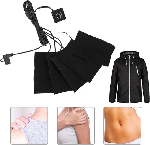 3 Gears USB Electric Heating Pads, Portable Waterproof Foldable Heater Pads with 5 Jacket Pads Heater Sheet Electric Cloths Set for Outdoor Winter...