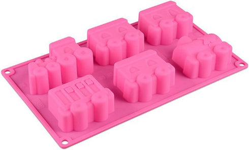 Silicone Train Cake Mold, 1 Pcs 6 Cavity Non-stick Train Cake Pan Baking Mold for Brownies Chocolate, Muffin Cups and Ice Cube, Silicone Soap Mold...