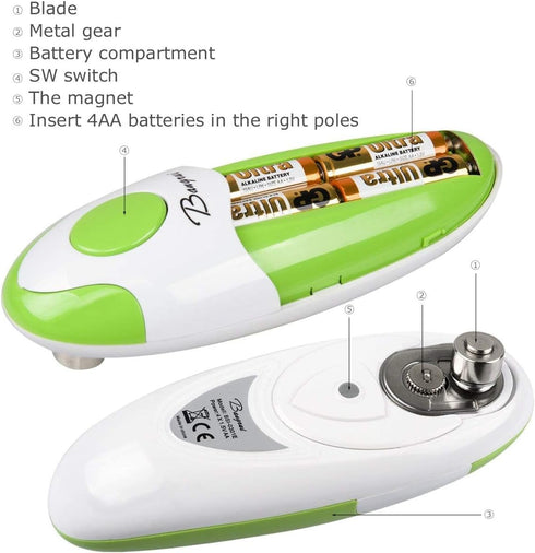 Kitchen Automatic Safety Cordless One Tin Touch Electric Can Opener& Bangrui Professional Electric Can Opener.One-touch switch .Smooth can edge.Be...