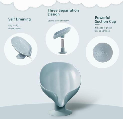 Leaf Shape Soap Saver - Self Draining Soap Dish, Extends Bar Soap Life, Keeps Soap Dry - Green & Gray, 2 Pcs...
