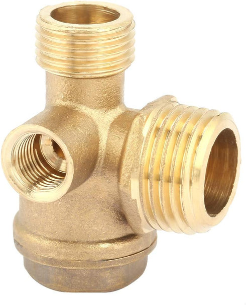 Check Valve for Air Compressor Air Compressor Check Valve, 3-Port Brass Male Threaded Air Compressor Check Valve, Tube Connector Tool Pneumatic Ac...