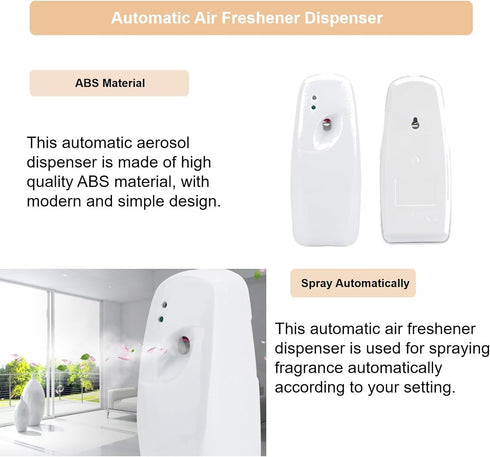 Automatic Wall Air Freshener, Timed Air Freshener Dispenser Indoor Wall Mounted Adjustable Air Freshener Fragrance Aerosol Spray Dispenser 300mL...