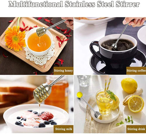 Stainless Steel Honey Dipper Stick 6.3 Inch Honey Wand Server for Honey Pot Dispense Drizzle Honey, Wedding Party Favors, Baby Shower (Yellow)...