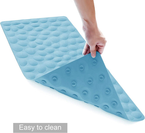 Non-Slip Bathtub Mat OTHWAY Soft Rubber Bathroom Bathmat with Strong Suction Cups (Lake Blue, 16x31.5 inch)...