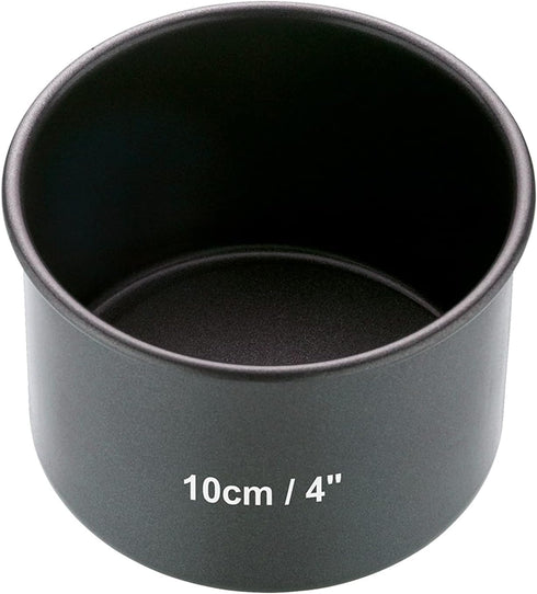 MasterClass KCMCHB30 10 cm Deep Cake Tin with PFOA Non Stick and Loose Bottom, 1 mm Carbon Steel, 4 Inch Mini Round Pan, Grey...