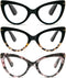 DXYXYO Oversized Cat Eye Reading Glasses Women Blue Light Blocking with Magnification 1.5 Vintage Fashion 3 Pack Anti Blue Retro Cute Computer Rea...