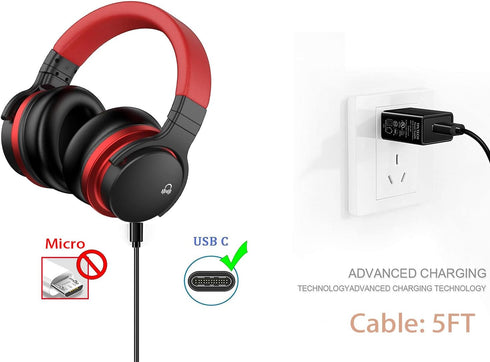 USB C Bluetooth Headphones Charger Cable for MOVSSOU E7,SE8, DOQAUS, HROEENOI, KVIDIO, BERIBES, Tuitager, Uliptz, INFURTURE, iClever BTH12 Wireles...
