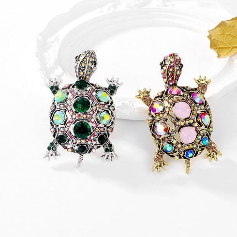 2Pcs Vintage Rhinestone Turtle Brooch for Men Stylish Animal Pin for Any Occasion...