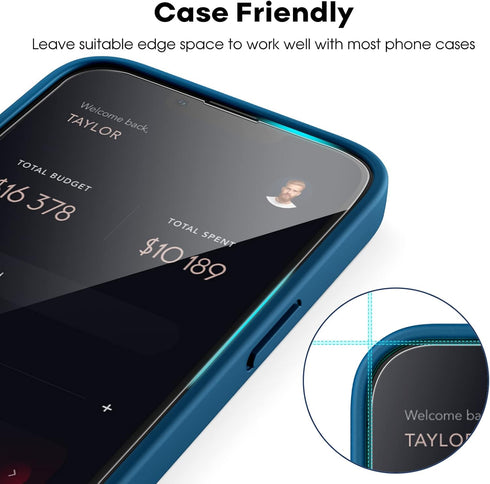 JETech Full Coverage Screen Protector for iPhone 13/13 Pro 6.1-Inch, Tempered Glass Film with Easy Installation Tool, Case-Friendly, HD Clear, 3-P...