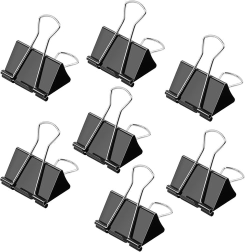 Binder Clips Paper Clamps 1 Inch (48 Pack), Black Office Clips with Clear Storage Container, Bulldog Clips, Paper Clips, Office Supplies...
