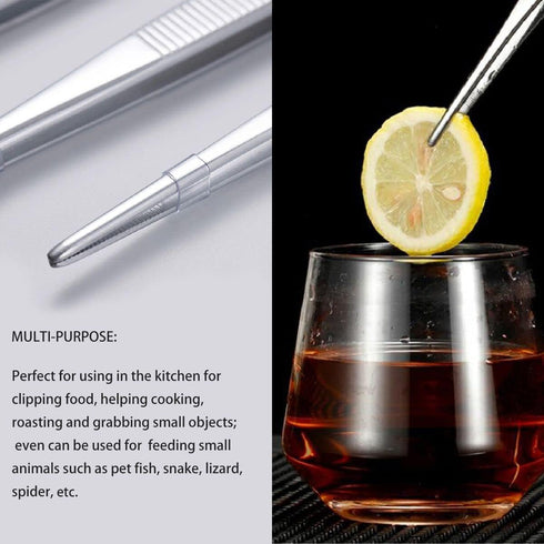 Kitchen Tweezers Long Tweezers Set, LEEFONE 2 PCS 12 Inch Stainless Steel Food Tweezers with Precision Serrated Tips for Cooking & Baking (Straigh...