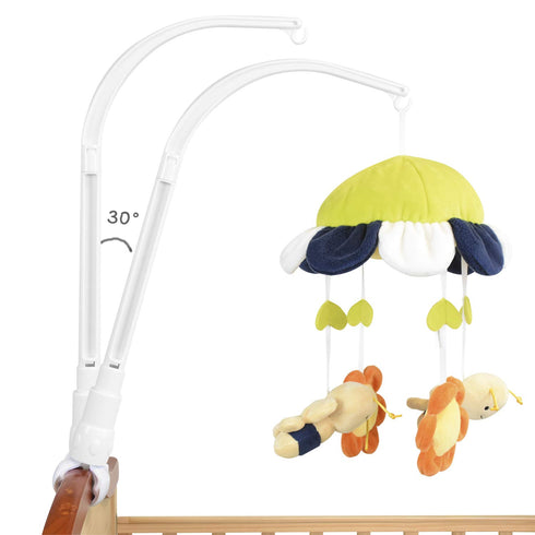 White Crib Mobile arm with Music Box Spin Motor, Nursery Decor Hanger,Holder for DIY Clamp Mobile, 35 Lullabies?Volume Control (Rotating only?Musi...