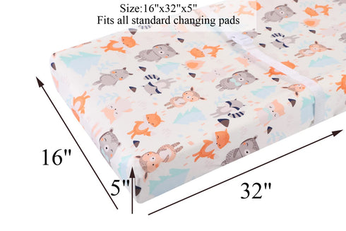 Changing Pad Cover Set 3 Pack Jersey Knit Ultra Soft for Baby Boys Girls Elephant Tiger/Fox/Grey...