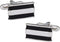 Versatile 2 Bar Black and Silver Enamel Cufflinks with Presentation Box...