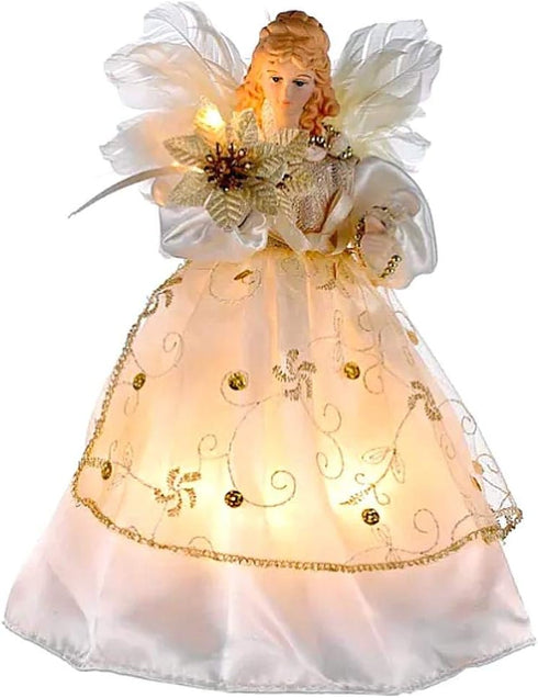 Kurt S. Adler Kurt Adler 10-Light 9-Inch Ivory and Gold Angel Treetop...