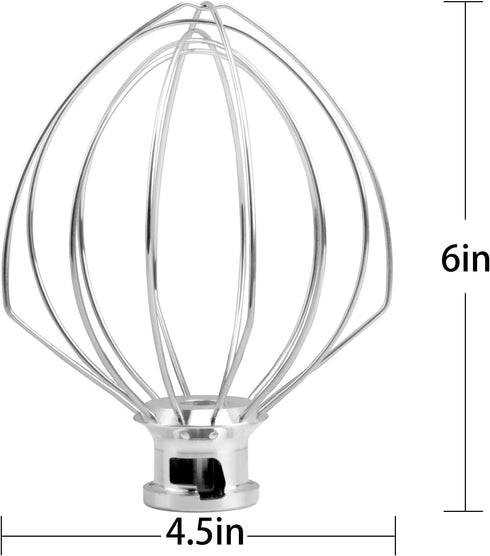 K45WW 6'' Wire Whip Compatible with 4.5-5Qt KitchenAid Tilt-Head Stand Mixer, Kitchenaid Whisk Replacement For Egg Cream Stirrer, Flour Cake Ballo...