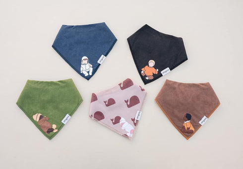 Brown Baby Bandana Bibs For Boys 5-Pack 100% Organic Cotton Drooling Teething Newborn 0-6 months Infant 6-18 months Toddler 18-36 months...