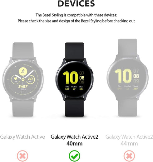 Ringke Bezel Styling Cover for Galaxy Watch Active 2 (40mm Only) Case Bezel Ring Adhesive Accessory - Glossy Silver (GW-A2-40-01)...