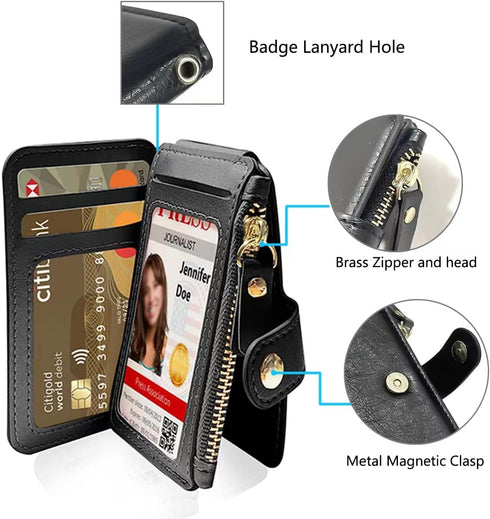 Keychain Wallet with ID Window, RFID Blocking Credit Card Holder Leather Small Wallets for Women & Men(Black)...