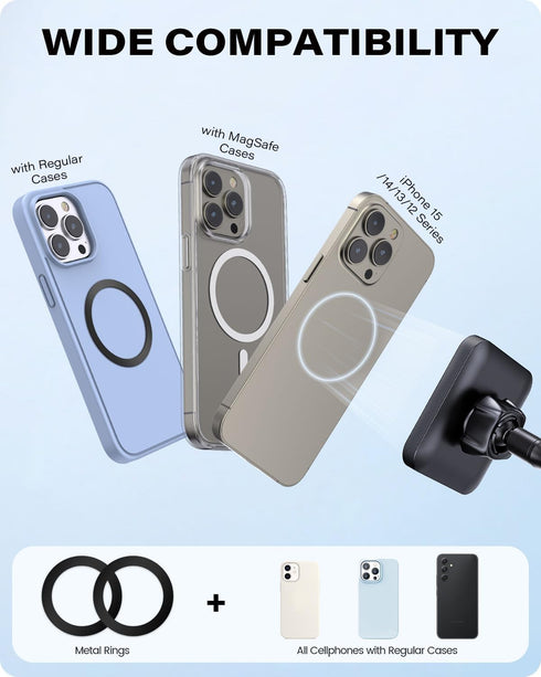APPS2Car Dashboard Car Mount for MagSafe 17 N54 Magnets, Strong Suction Cup, Anti-Shake Stabilizer, Windshield Gooseneck Long Arm Magnetic Holder ...