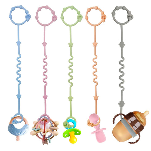 Toy Safety Straps, Toy Bungee Cords Baby, 5 Pack Stroller Straps Adjustable Baby Teether Toy Straps, Sippy Cup Holder Straps for Strollers, Applie...
