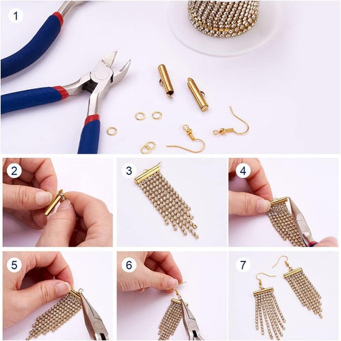 Fashewelry 10 Yards Crystal Rhinestone Close Cup Chain 2mm Trimming Beaded Applique Claw Chain Roll for DIY Art Craft Clothes Wedding Party Decora...