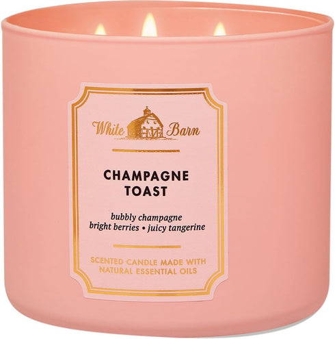 Bath and Body Works White Barn Champagne Toast 3 Wick Candle 14.5 Ounce Basic White Barn Label...