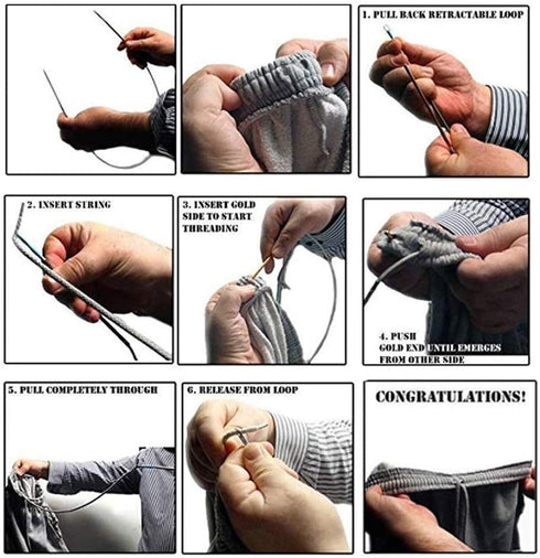 12 Pack Replacement Drawstrings for Sweatpants Shorts Hoodies with Drawstring Threaders and Cord Locks 51" Long...