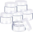 6 Pack 2 oz Plastic Pot Jars Round Clear Leak Proof Plastic Cosmetic Container Jars with White Lids for Travel Storage Make Up, Eye Shadow, Nails,...