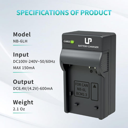 LP NB-6L NB-6LH Battery Charger, Camera Charger for Canon PowerShot S120, SX170 is, SX260 HS, SX280 HS, SX500 is, SX510, SX520, SX530, SX540 HS, S...