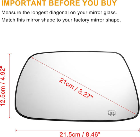 X AUTOHAUX Car Left Rearview Heated Side Mirror Glass for Jeep Grand Cherokee 2005-2010 5142875A Replacement Heated Mirror Glass with Backing Hold...