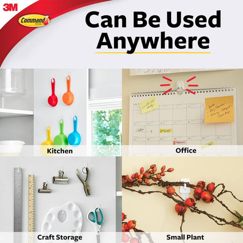 Command Micro Hooks, White, 3-Hooks, 4-Strips, Organize Damage-Free...
