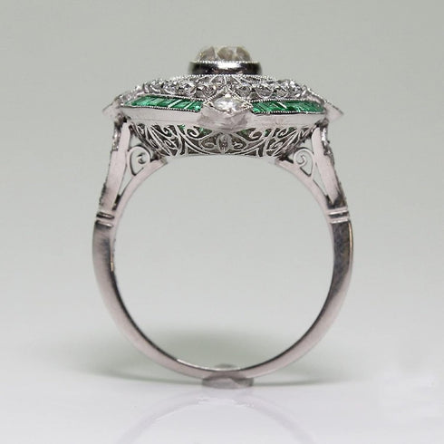 Vsoruln Evil Eye Rings 925 Sterling Silver Emerald Ring Cocktail Rings Anillos Para Mujer Oval Cut Green Gem Cubic Zirconia Promise Ring CZ Eterni...