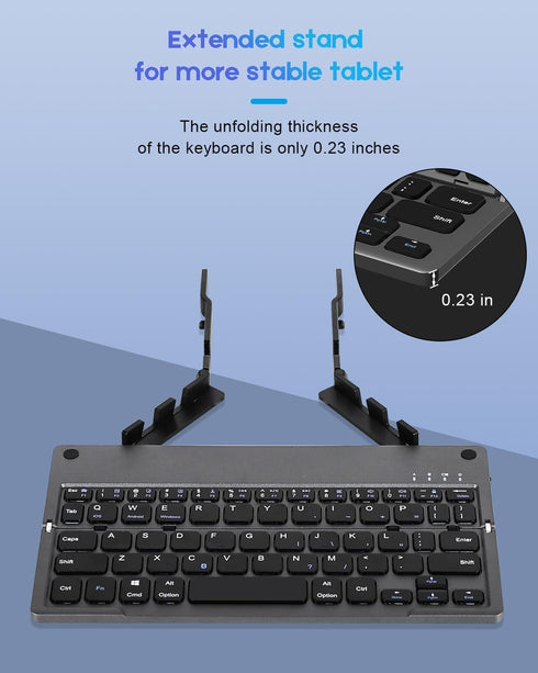 Bluetooth Keyboard, Foldable Keyboard with Stand, Portable Keyboard, Travel Keyboard Compatible with Windows iOS Android iPhone and Tablet...