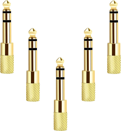 [Updated Version 5-Pack Stereo Audio Adapter 6.35mm (1/4 inch) Male to 3.5mm (1/8 inch) Female Headphone Jack...