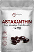 Astaxanthin 12mg, 120*Softgels, 4 Month Supply | Premium Astaxanthin Antioxidant Supplements | Fresh Microalgae Source | Supports Eye, Joint, & In...