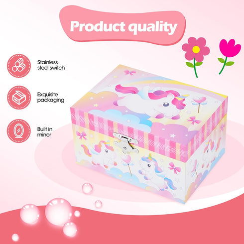 Musical Jewelry Box with Spinning Unicorn Girl Music Box Gift for Girls Toys Jewel Storage Case...