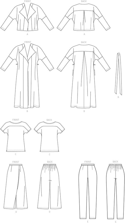 Vogue Patterns V9246 Misses' Drop-Shoulder Jackets, Belt, Top with Yokes, and Pull-On Pants Sewing Pattern, Size ZZ (LRG-XLG-XXL)...