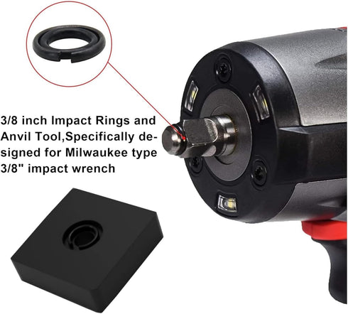 (12 Sets) 3/8" Impact Retaining Ring Clip Impact Friction Ring with O-Ring for Milwaukee Electric/Pneumatic Type Impact Wrench, Retainer Ring Anvi...