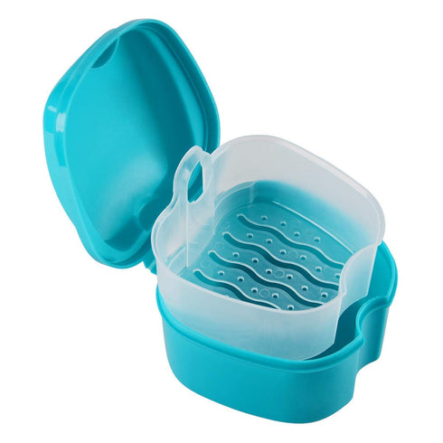 Coolrunner Denture Case, Denture Cup with Strainer, Denture Bath Box False Teeth Storage Box with Basket Net Container Holder for Travel, Retainer...