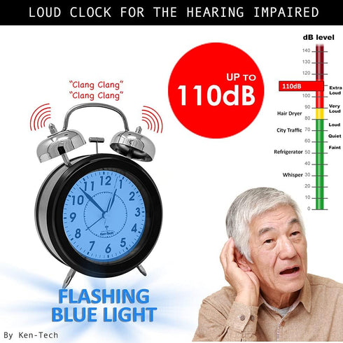 Sonnet SONNET-T-4678 Twin Bell Alarm Clock - Very Loud for Heavy Sleepers and Hearing Impaired - Battery Operated Blue Backlight - for Teens and S...
