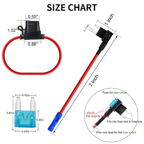 MuHize Mini ATM Fuse Tap Kit with 16 AWG Wiring - 120 Pcs 5A to 30A Fuses for Car RV Camper | Locking Holder Design...