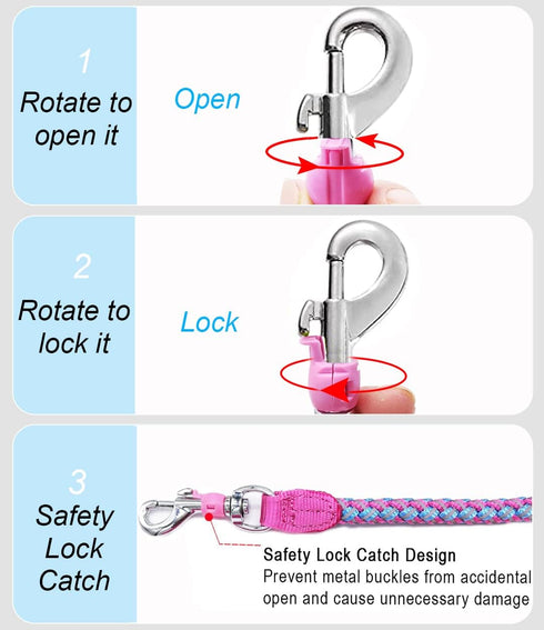 2FT 3FT 4FT 6FT 10FT Reflective Dog Leash- Strong Nylon Rope Braided Dog Training Leash for Extra Large Medium Dogs Walking Leads (Pink 6 Foot 3/4...