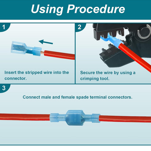 160PCS Spade Connector Kit, 22-10AWG Quick Disconnect Wire Connectors, Nylon Insulated Spade Terminal Connectors Male and Female...