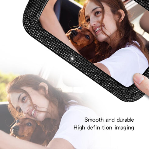 Car Sun Visor Mirror, Bling Reinestone Crystal Visor Makeup Vanity Cosmetic Mirror Clip for Women Girls, Automotive Mirror Light Sun Shading Unive...